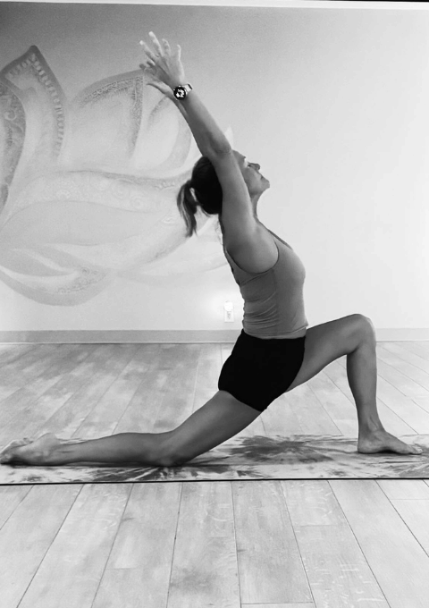 mindi white yoga pose